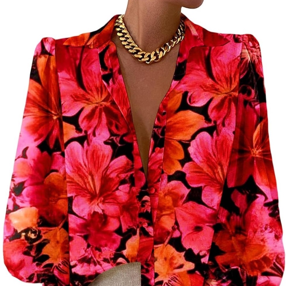 Floral Button Down Women's Top